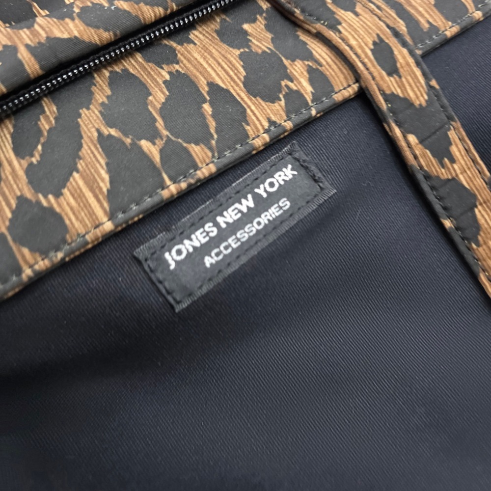 Jones New York Leopard Shoulder Bag Animal Print Nylon Tote ID Case Y2K Classic - Picture 10 of 14